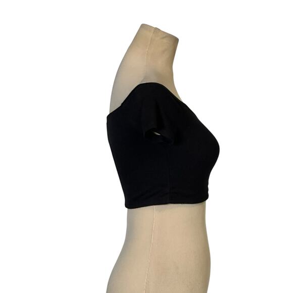 Blue Life black off shoulder short sleeves crop top size XS - Picture 9 of 10